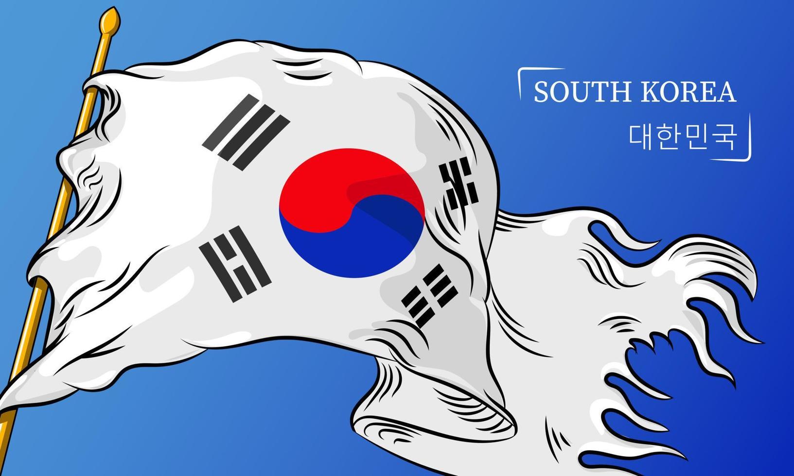 verbazingwekkende zuid-korea vlag achtergrond vector met lijnstijl zuid-korea