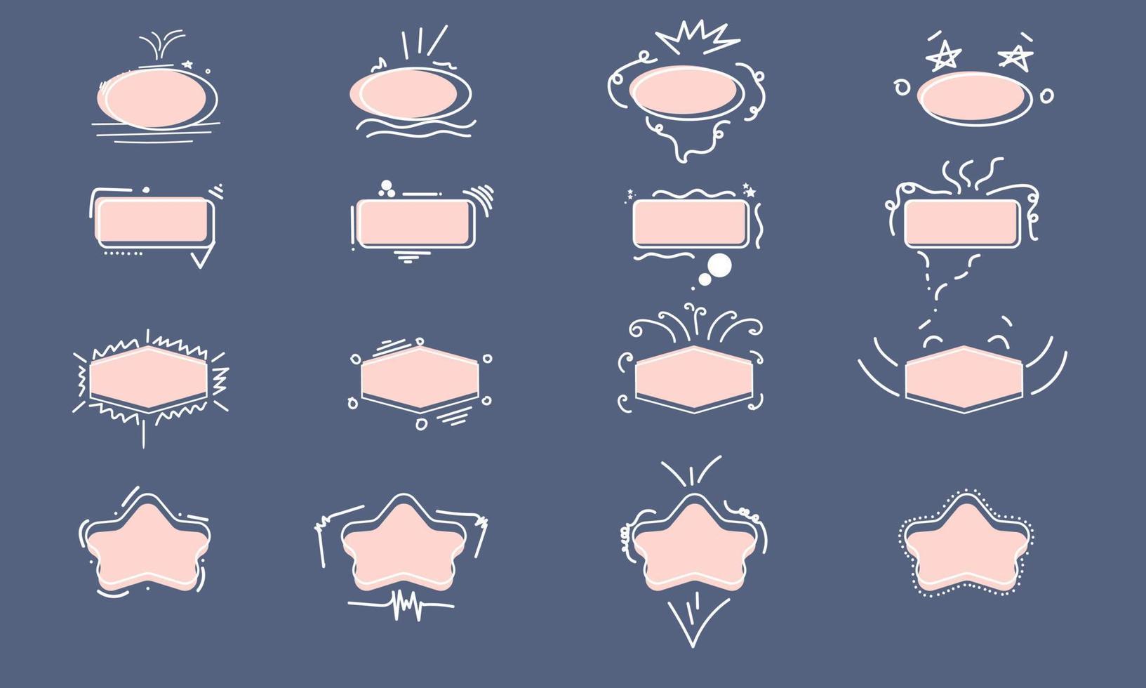 buble chat icon set bundel met schattige lijntekeningen vector