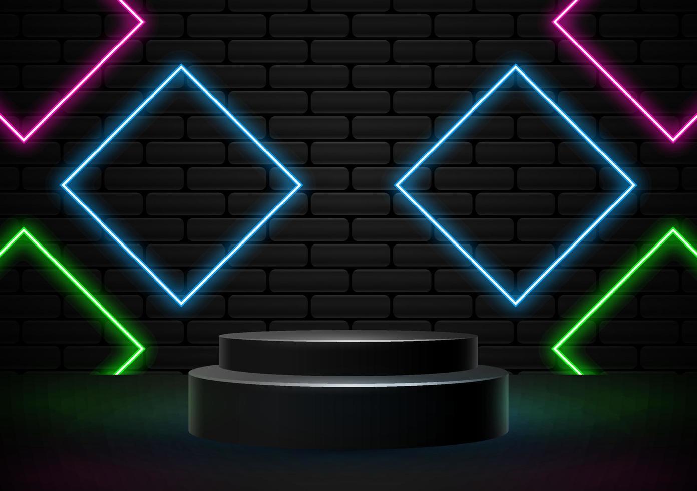 podium met neonlicht vormen illustratie vector