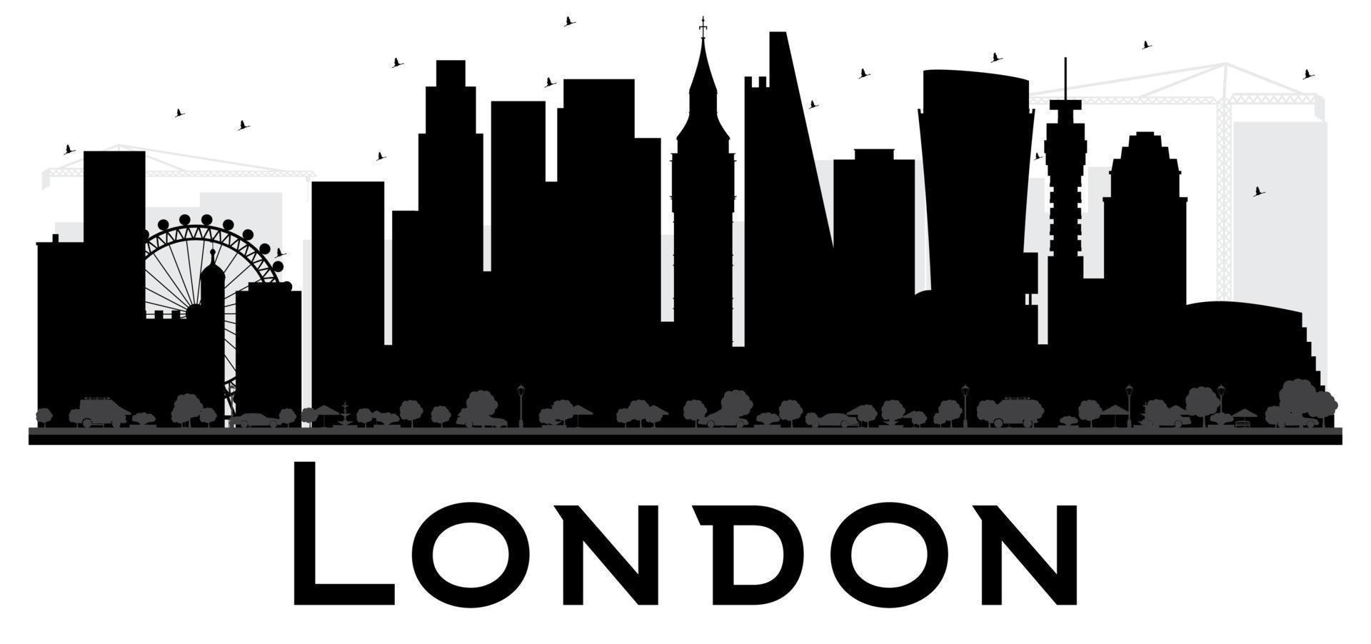 london city skyline zwart-wit silhouet. vector