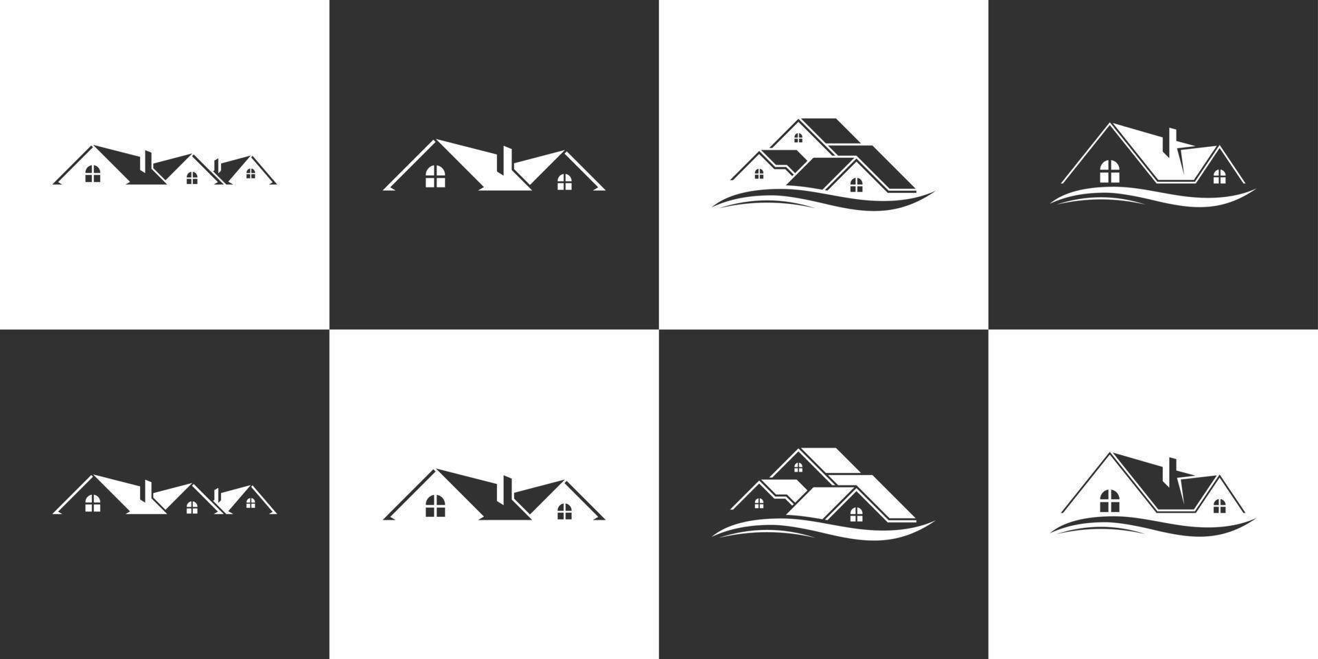 set van dak en huis logo vector ontwerpconcept. onroerend goed logo.