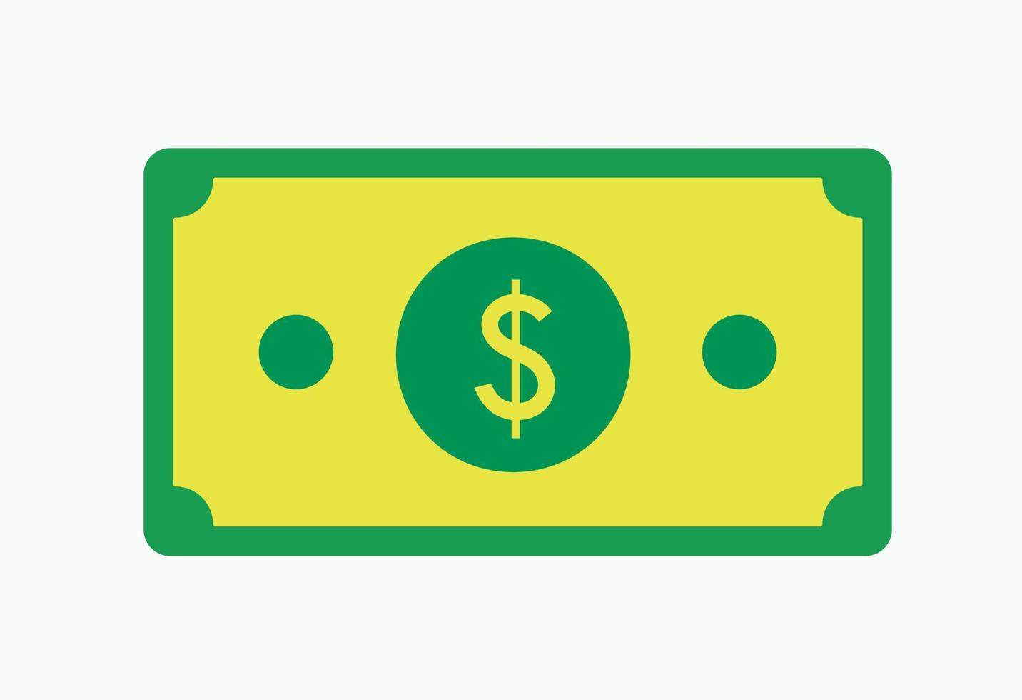 groene dollar biljet amerikaanse valuta geïsoleerde illustratie pictogram minimaal financieel symbool vector