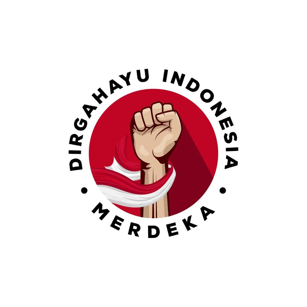 Indonesië Onafhankelijkheidsdag afbeelding ontwerp. gebalde vuisthand met indonesië wuivende vlag vector