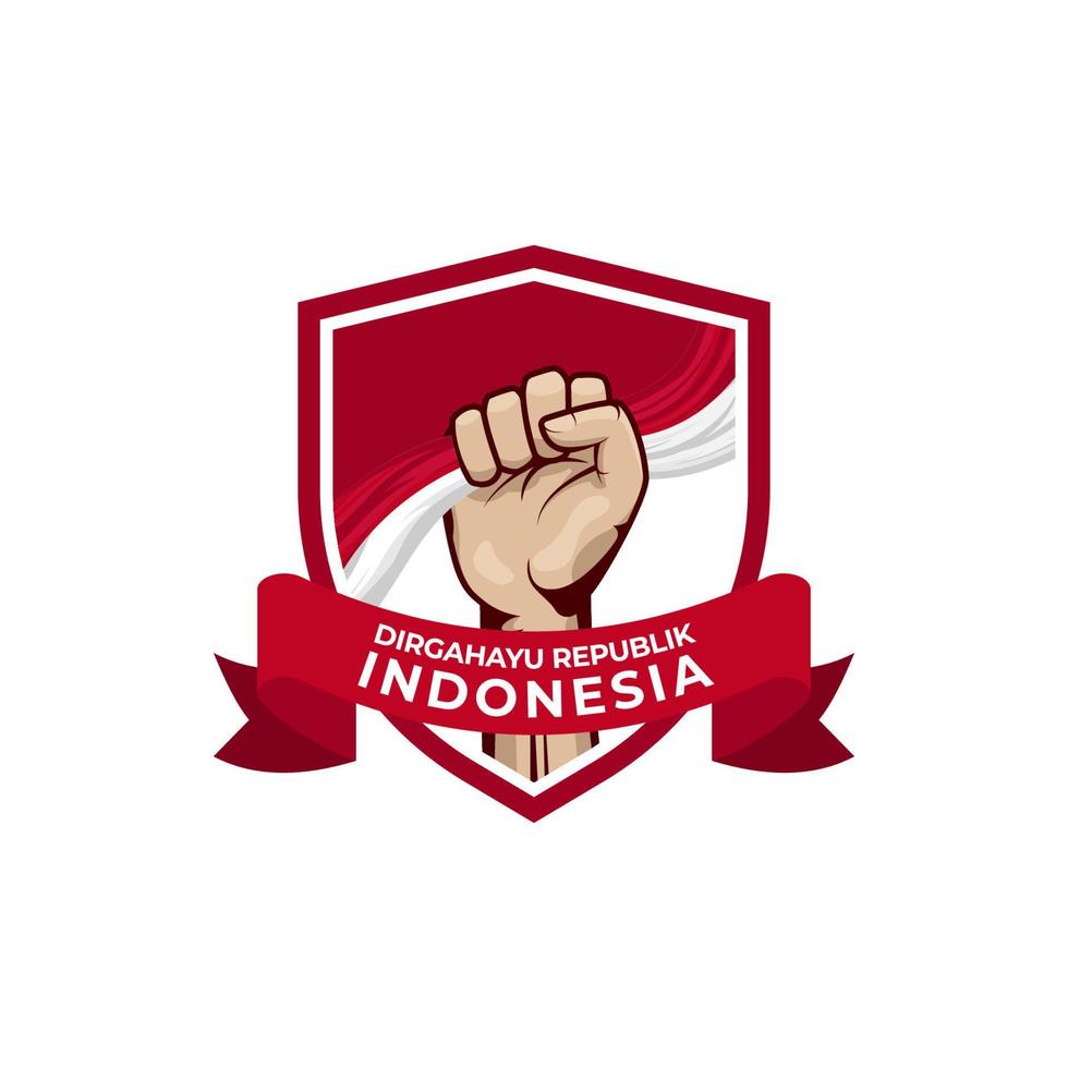 Indonesië onafhankelijkheidsdag illustratie ontwerp met gebalde vuist hand illustratie vector