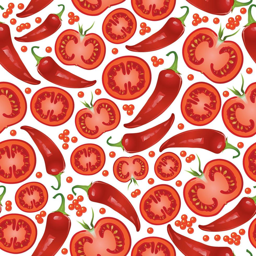 patroon met rode peper en tomaten. vector