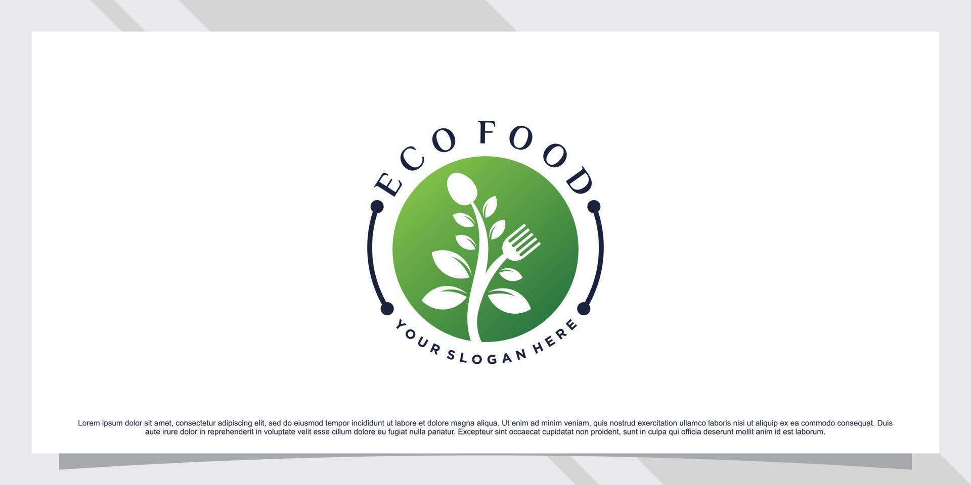 eco food logo-ontwerpinspiratie met creatief element vector