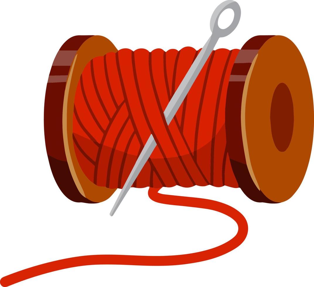 spoel en een streng rode draad. vector