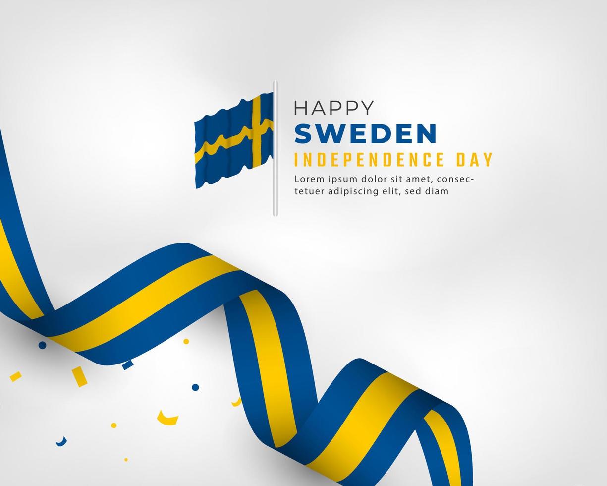 happy zweden onafhankelijkheidsdag 6 juni viering vectorillustratie ontwerp. sjabloon voor poster, banner, reclame, wenskaart of printontwerpelement vector