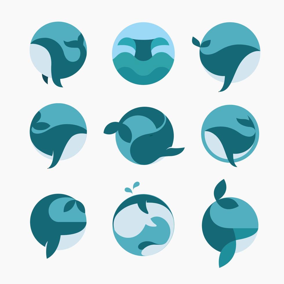 walvis grote vis logo icon set vector