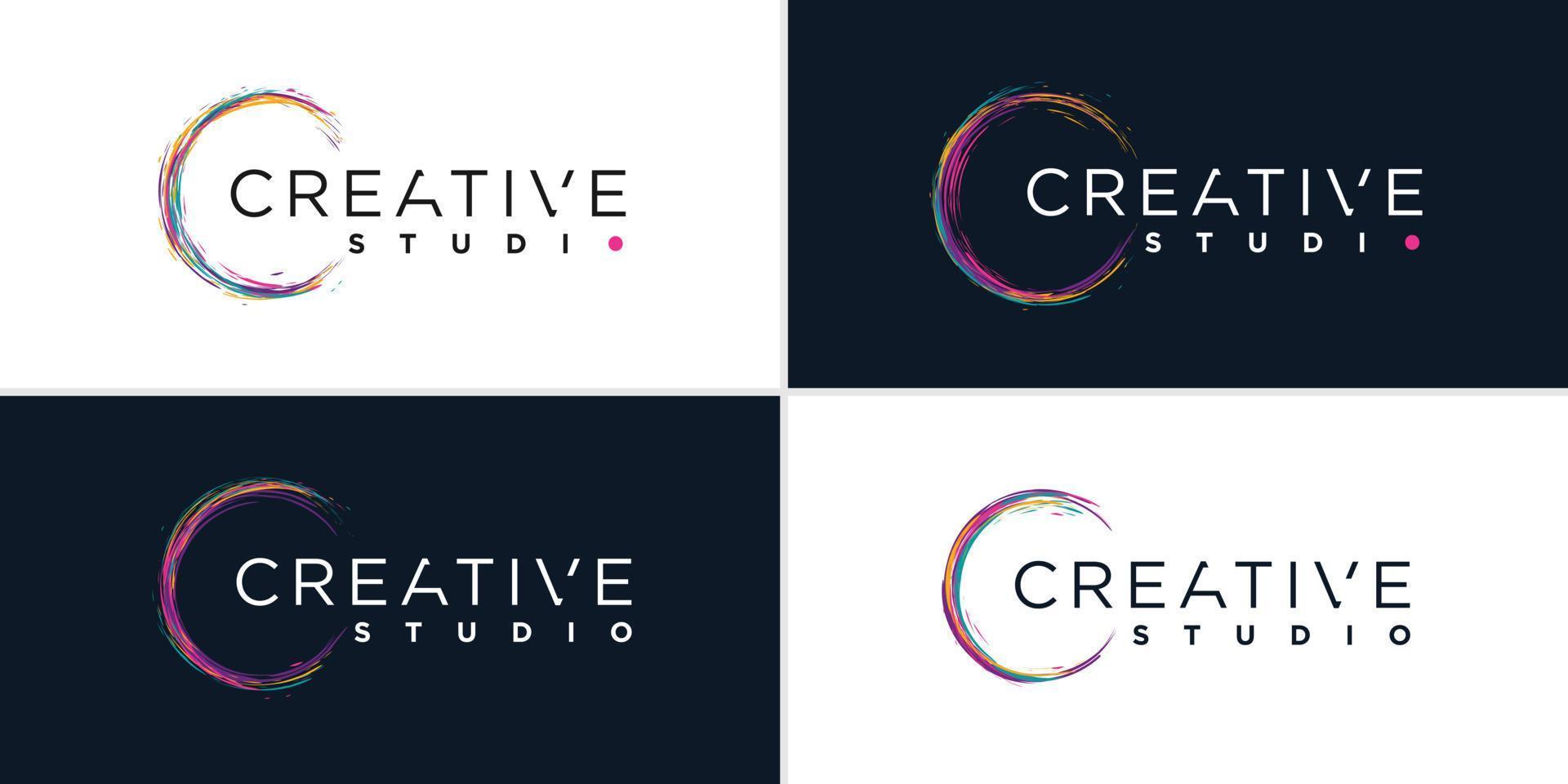 creatief logo met kleurenpenseel concept premium vector