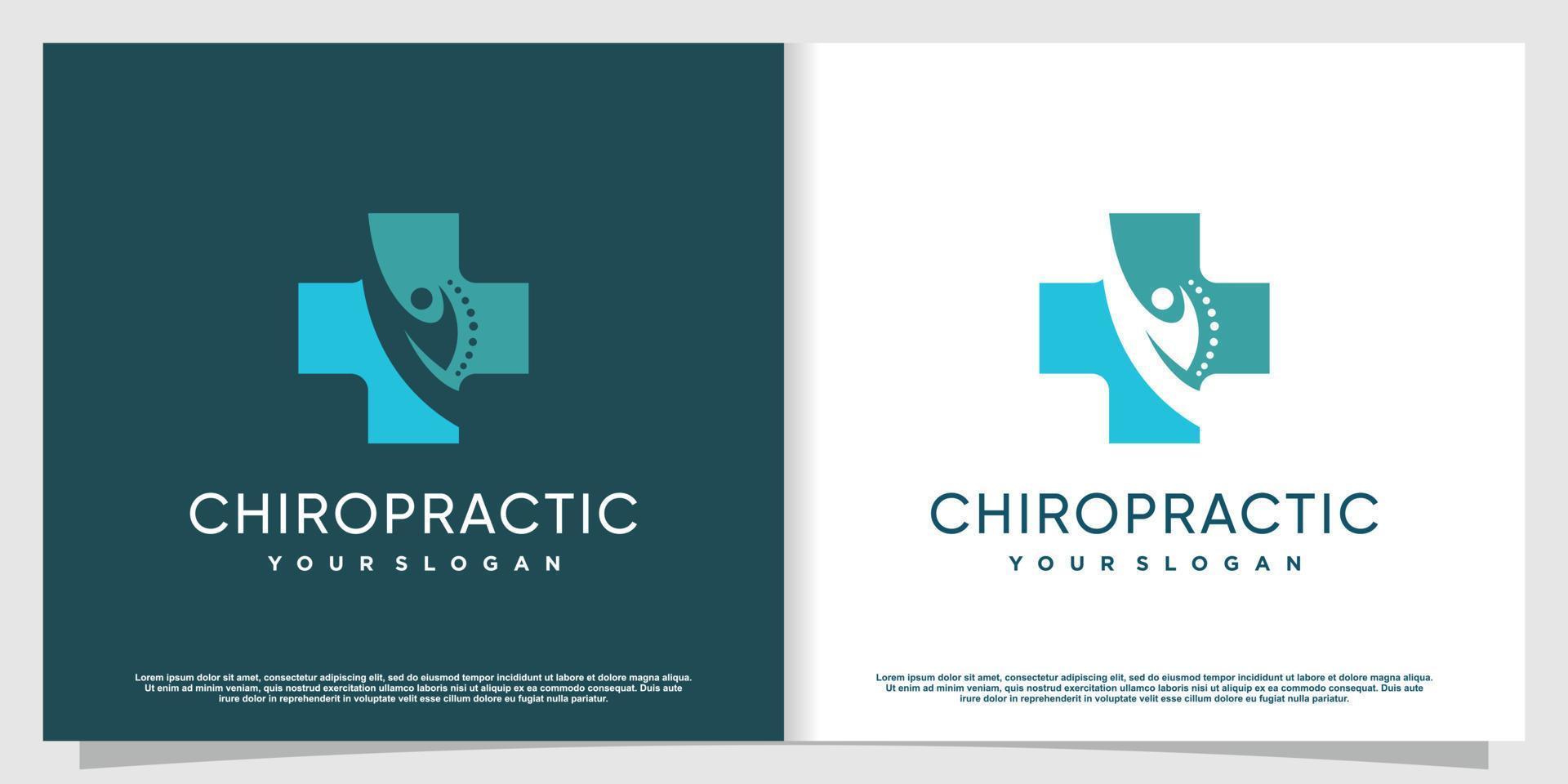 chiropractisch logo-ontwerp voor massage, therapie, gezondheid en service premium vectordeel 1. vector