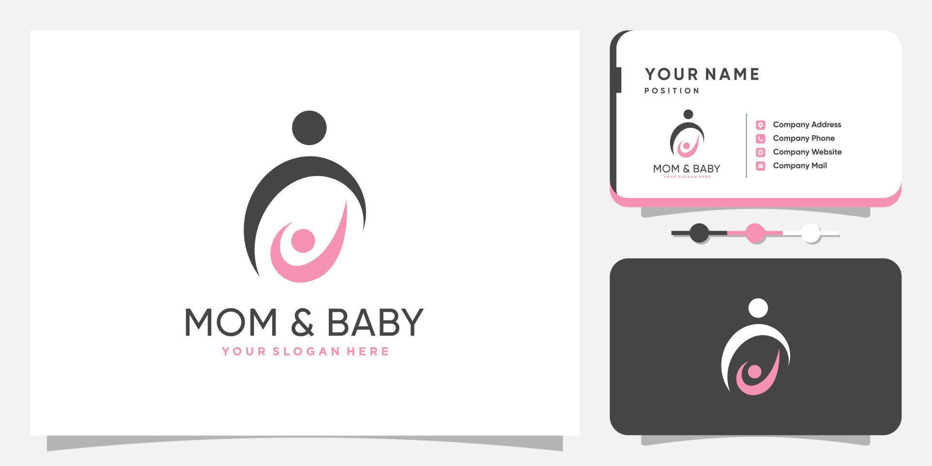 moeder en baby-logo met creatieve unieke stijl premium vector