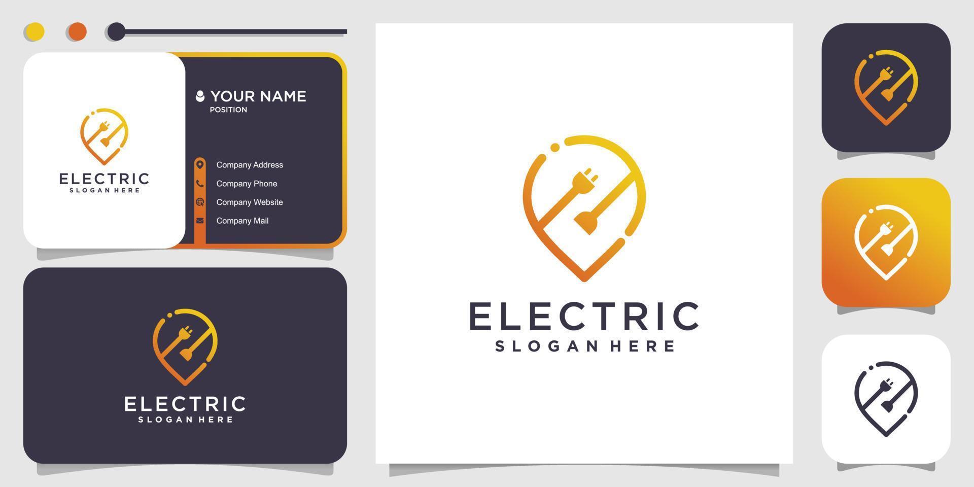 elektrische logo-locatie met creatief concept premium vector
