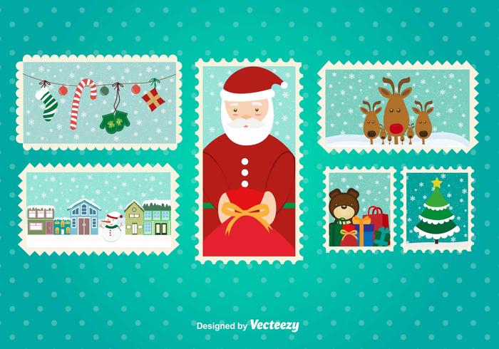 Kerst postzegels vector