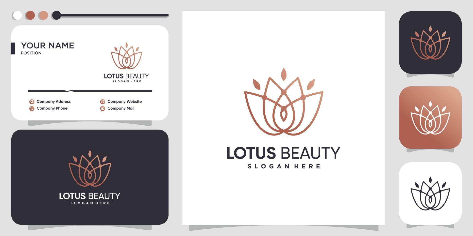lotus logo-ontwerp met creatieve lijnstijl premium vector
