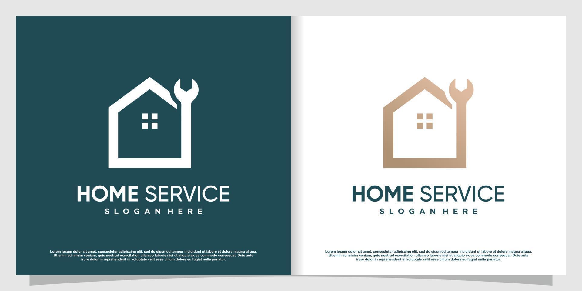 huisservice logo-ontwerp met creatief uniek element premium vectordeel 1. vector