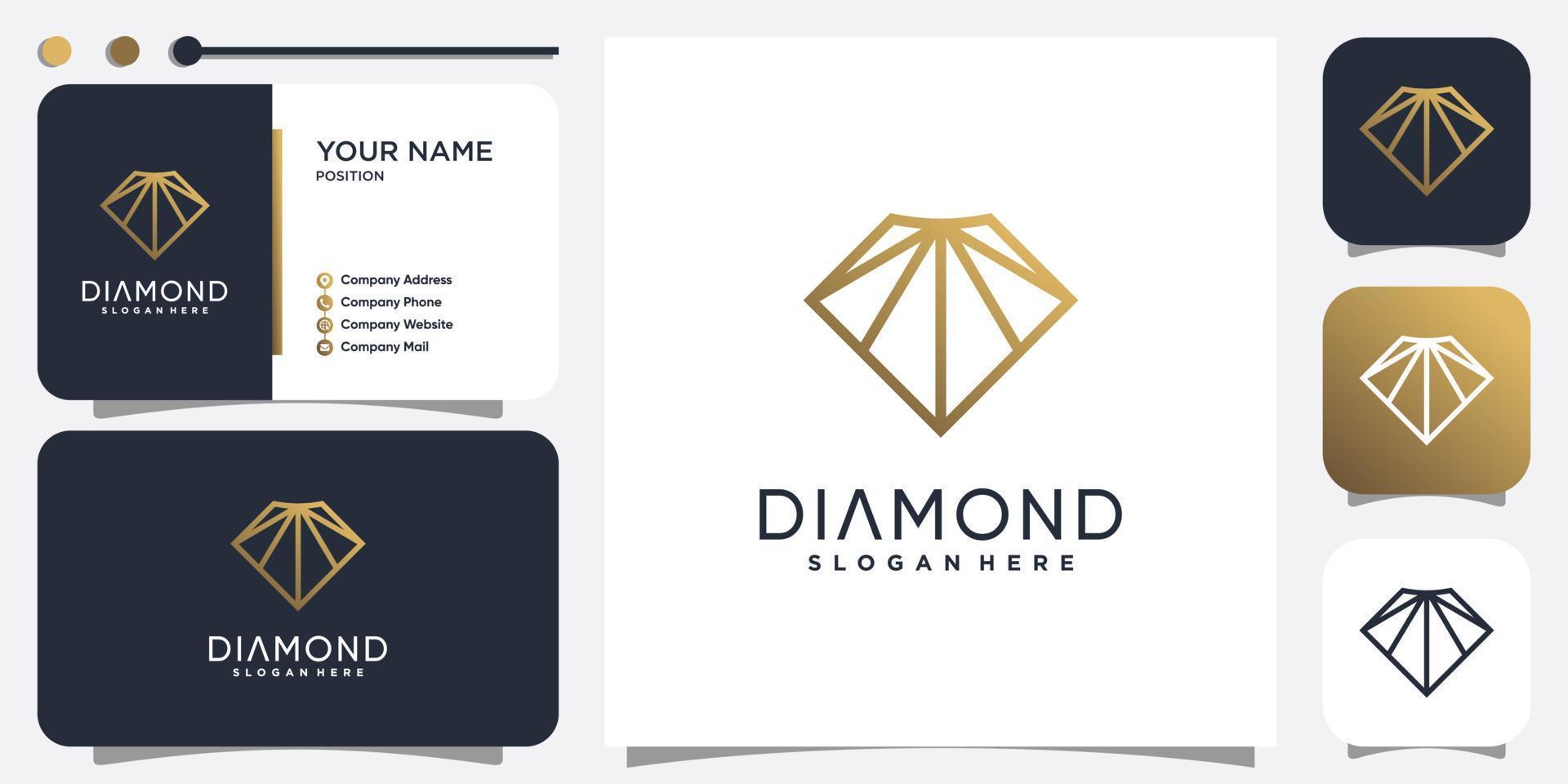 diamant logo met moderne creatieve lijn concept premium vector