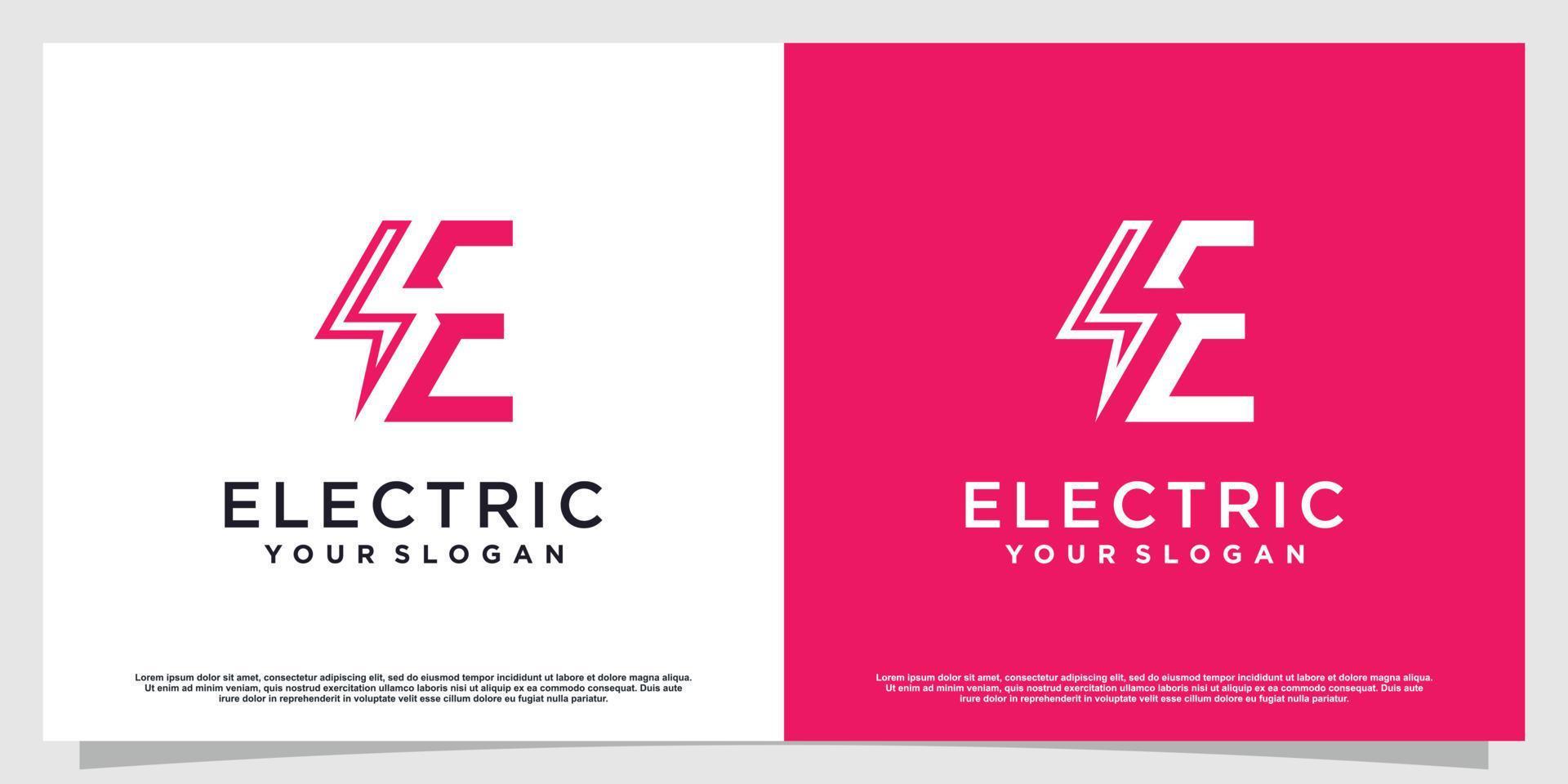 letter e-logo met elektrische concept premium vector