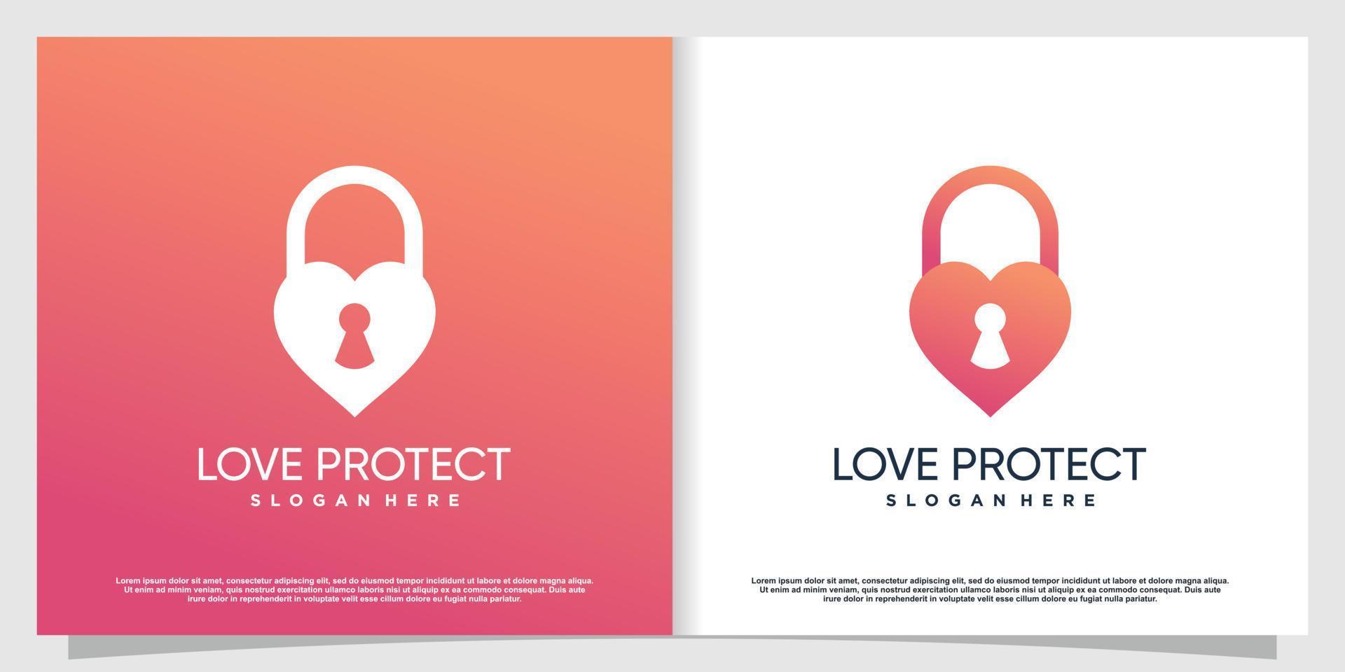 liefde bescherm logo-ontwerp met modern creatief concept premium vector