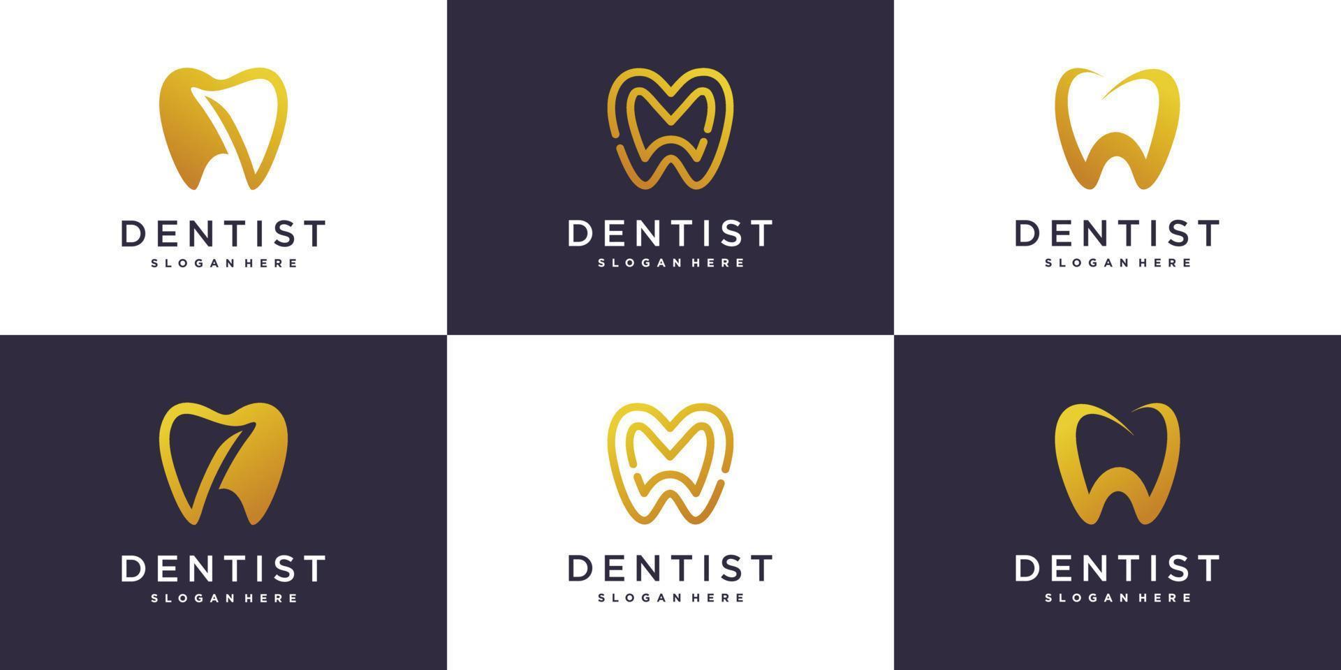 tandheelkundige logo-collectie met premium vectordeel in creatieve elementstijl vector