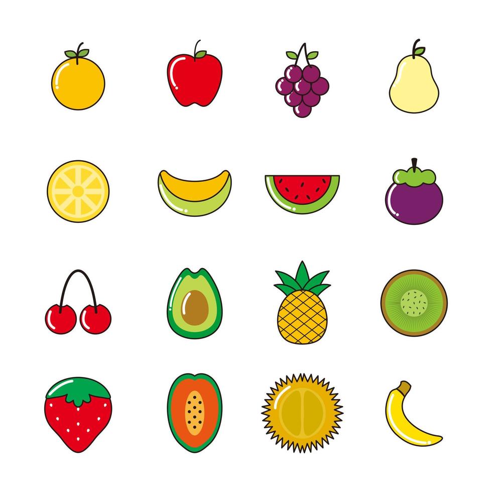 vers fruit pictogrammen instellen collectie geïsoleerde vectorillustratie vector