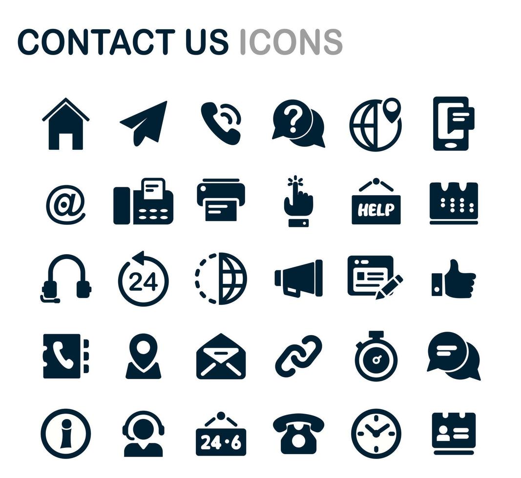 neem contact met ons op icon set collectie, moderne grafische ontwerpconcepten vector