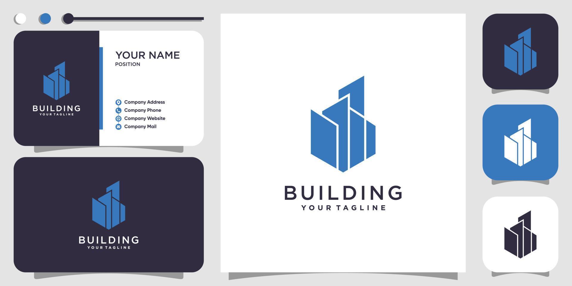 gebouw logo concept met moderne creatieve stijl premium vector