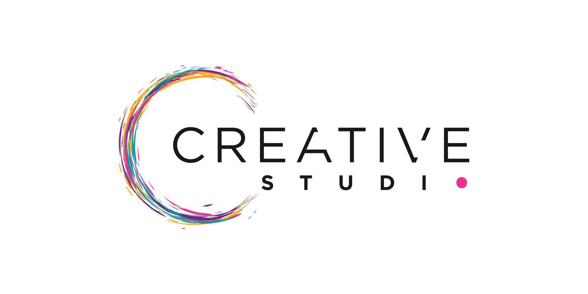 creatief logo met kleurenpenseel concept premium vectordeel 1. vector