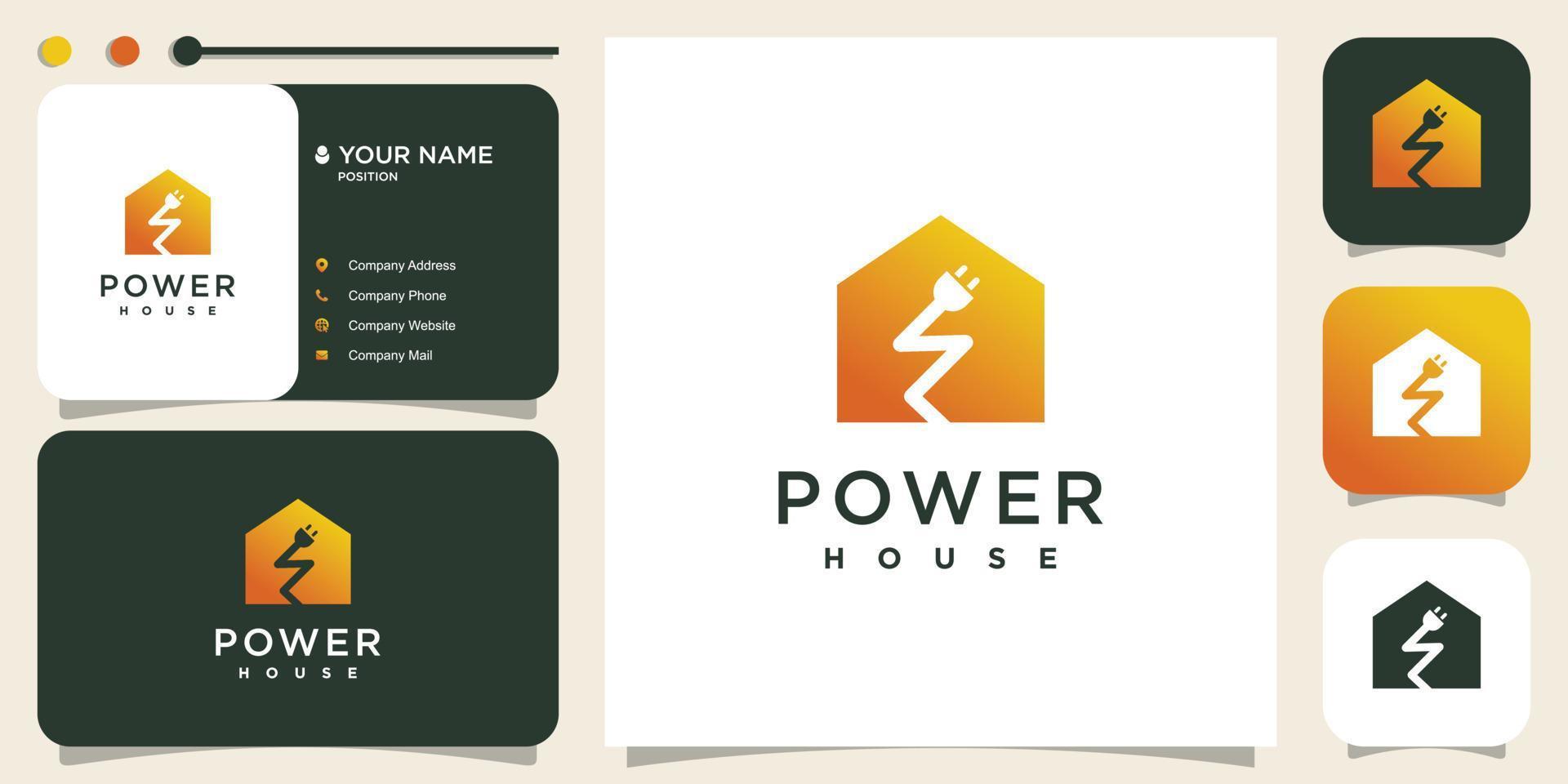 huis logo met power elektrisch concept premium vector deel 2.