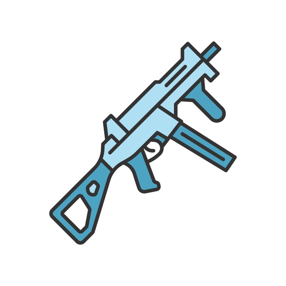 hk ump wapen kleur icoon. virtueel videogame vuurwapen, pistool. schietspel geweer, blaster. kinder speelgoed. cybersport, esport sniper militaire inventaris, uitrusting. geïsoleerde vectorillustratie vector