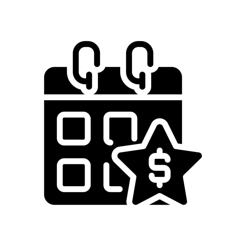 jaarlijkse bonus zwarte glyph-pictogram. het vergroten van de betrokkenheid van medewerkers. extra geld naar regulier salaris. eindejaarspremie. silhouet symbool op witte ruimte. solide pictogram. vector geïsoleerde illustratie