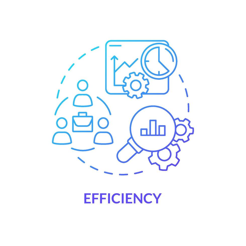 efficiëntie blauwe kleurovergang concept icoon. controle resultaten van het werk. voordeel van online samenwerking abstracte idee dunne lijn illustratie. geïsoleerde overzichtstekening. vector