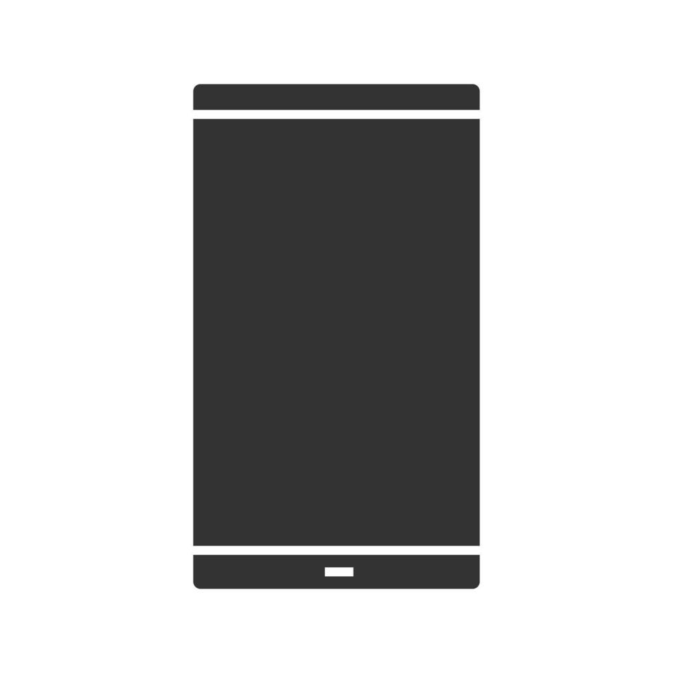 smartphone glyph-pictogram. mobiele telefoon. silhouet symbool. negatieve ruimte. vector geïsoleerde illustratie