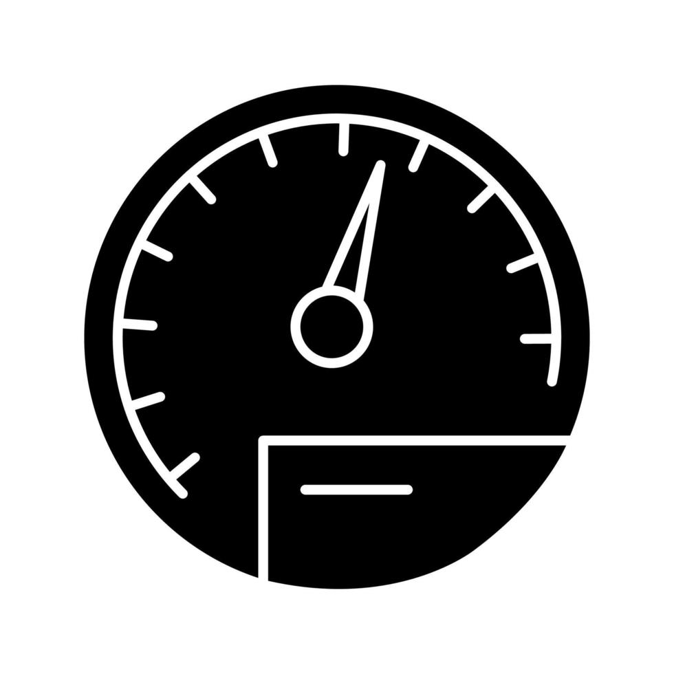 snelheidsmeter glyph pictogram. dashboard. silhouet symbool. negatieve ruimte. vector geïsoleerde illustratie