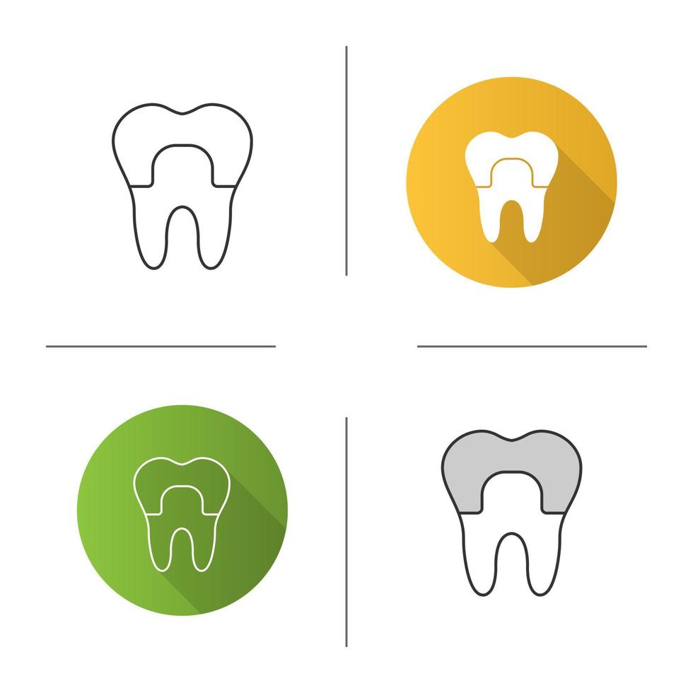 tandheelkundige kroon pictogram. tand herstel. plat ontwerp, lineaire en kleurstijlen. geïsoleerde vectorillustraties vector