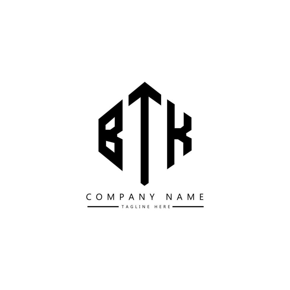 btk letter logo-ontwerp met veelhoekvorm. btk veelhoek en kubusvorm logo-ontwerp. btk zeshoek vector logo sjabloon witte en zwarte kleuren. btk-monogram, bedrijfs- en onroerendgoedlogo.