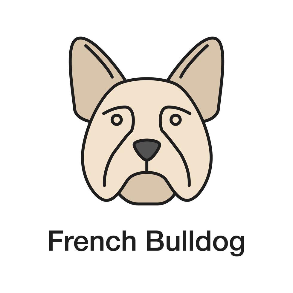 Franse bulldog kleur icoon. fransje. nut hondenras. geïsoleerde vectorillustratie vector