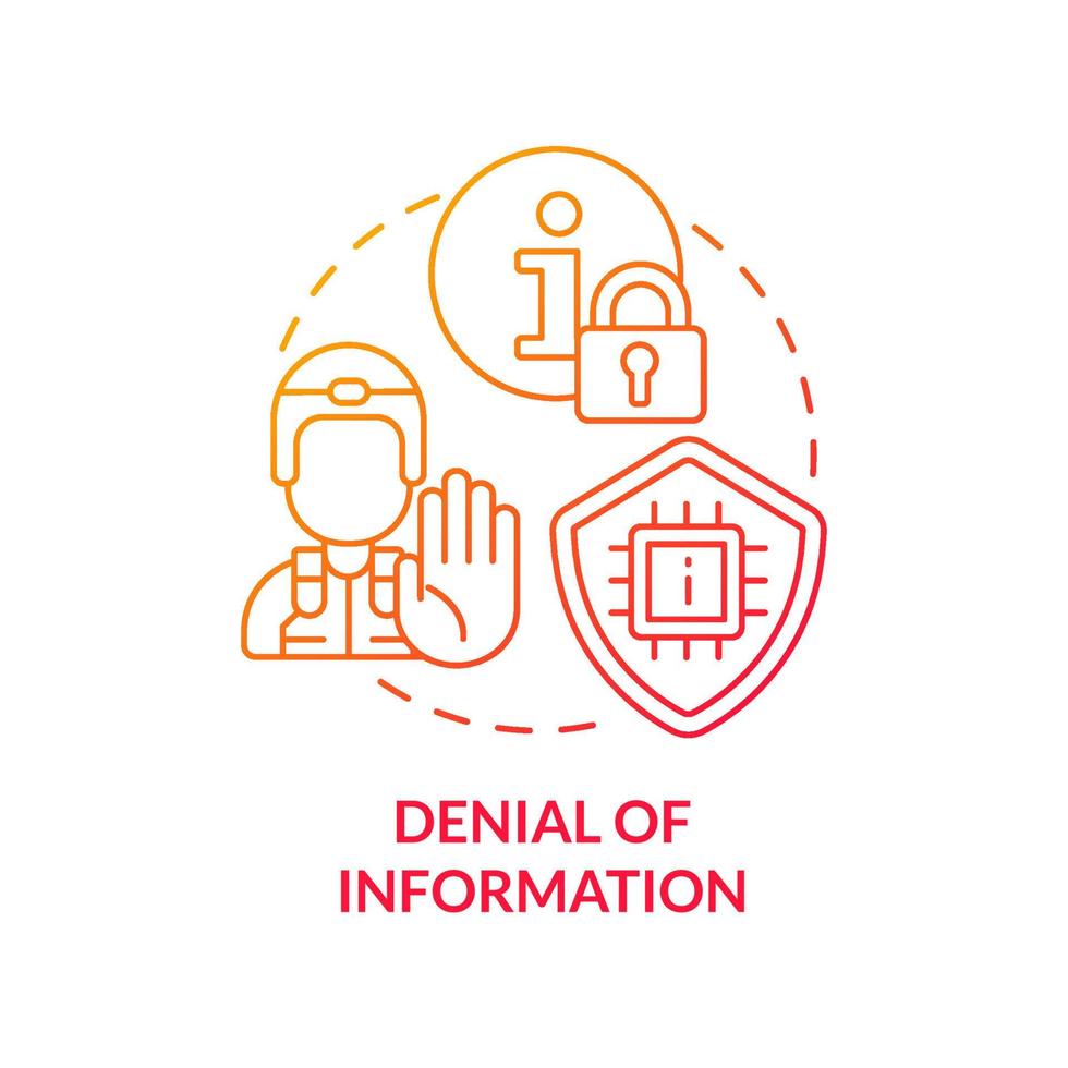 ontkenning van informatie rood kleurverloop concept icoon. datatoegangsverbod. informatie oorlogvoering tactiek abstract idee dunne lijn illustratie. geïsoleerde overzichtstekening. vector