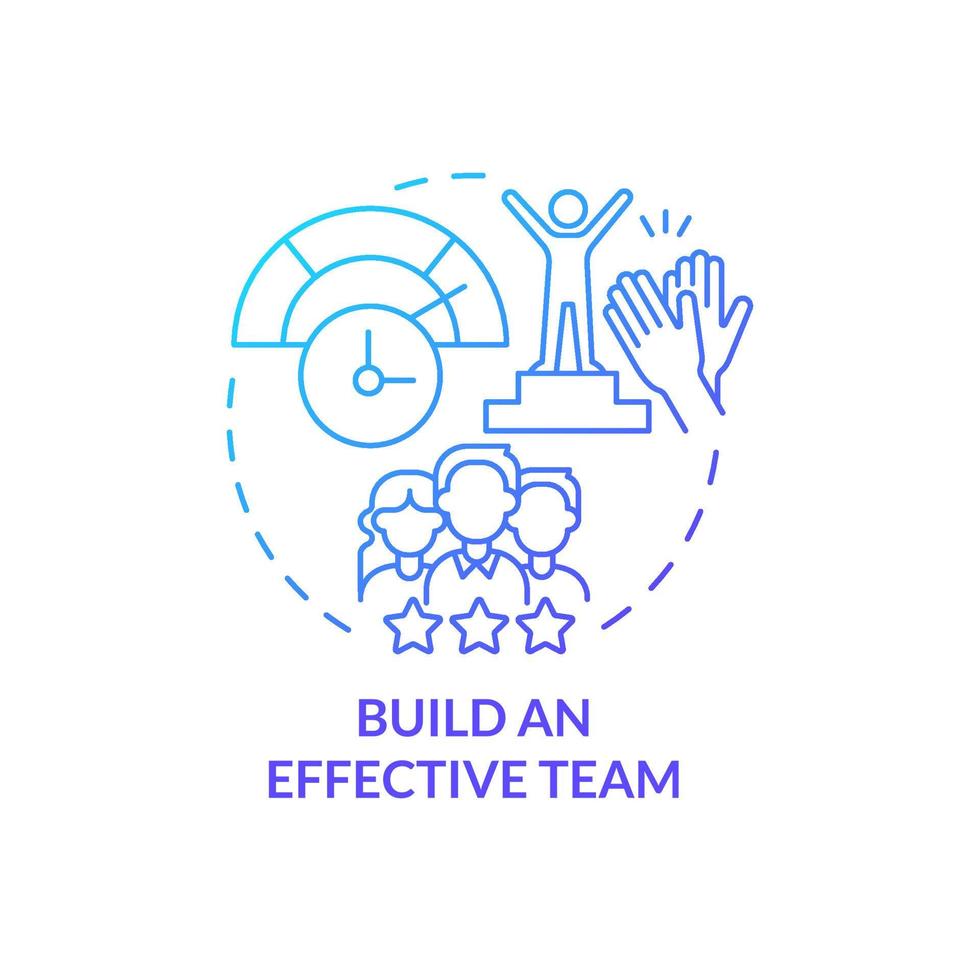 bouw effectief team blauw kleurverloop concept icoon. samenwerking op het werk. manier om zakelijke efficiëntie te verhogen abstracte idee dunne lijn illustratie. geïsoleerde overzichtstekening. vector