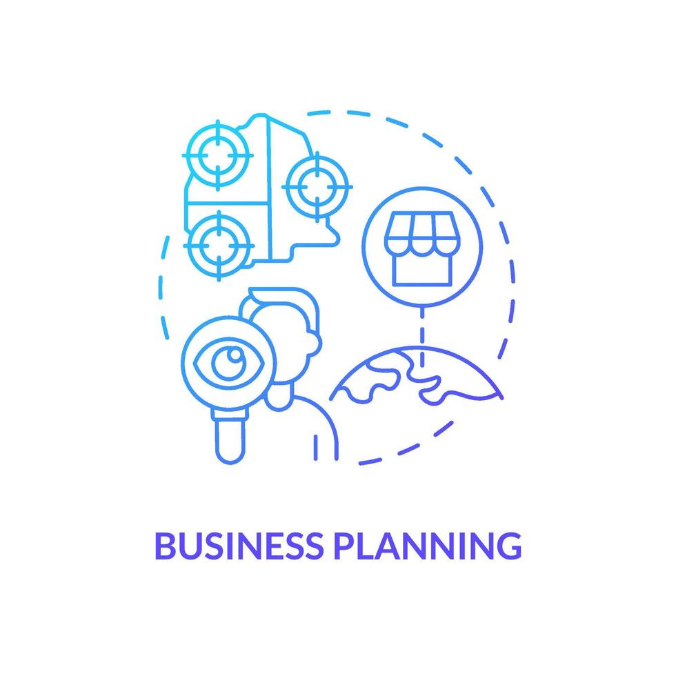 business planning blauwe kleurovergang concept icoon. marketingstrategie. ondernemende ontwikkeling abstracte idee dunne lijn illustratie. geïsoleerde overzichtstekening. vector