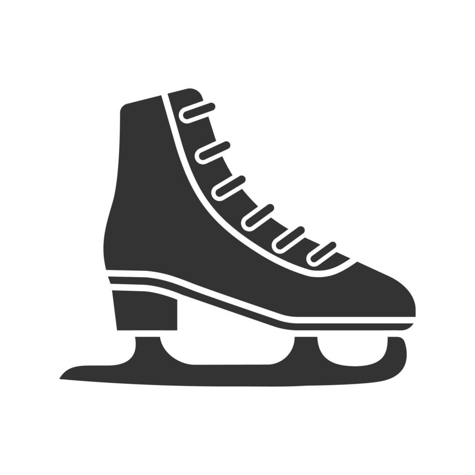 schaats glyph pictogram. schaatsschoen. silhouet symbool. negatieve ruimte. vector geïsoleerde illustratie