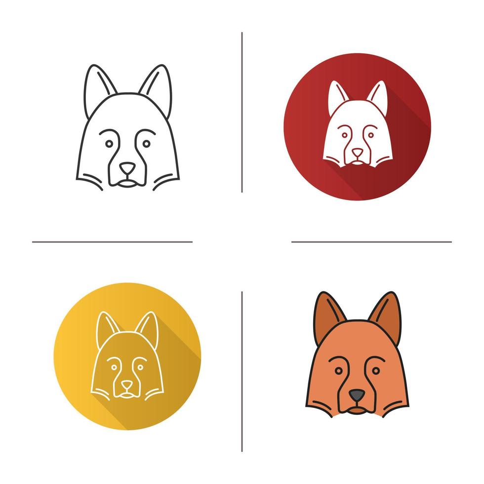 Shetland herdershond icoon. herdershond. plat ontwerp, lineaire en kleurstijlen. geïsoleerde vectorillustraties vector