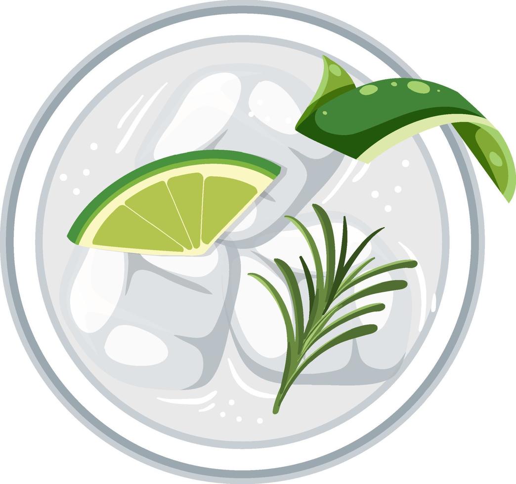 bovenaanzicht van gin-tonic cocktail vector