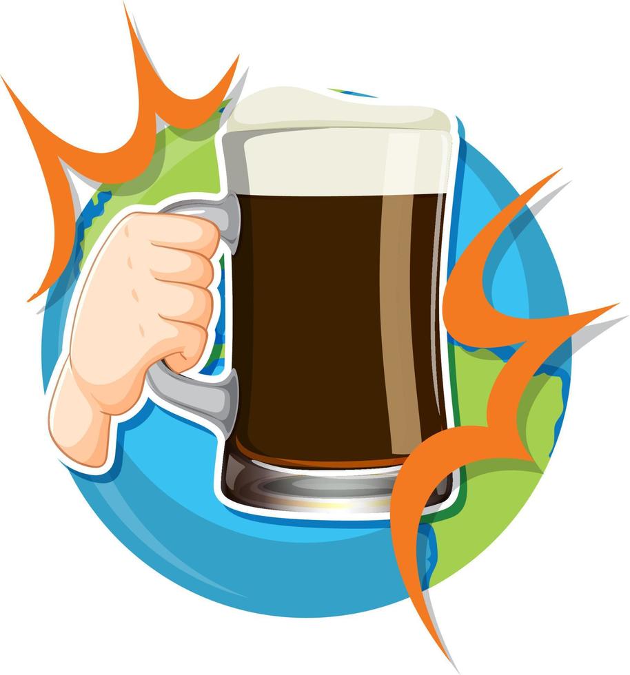 hand met bierglas vector