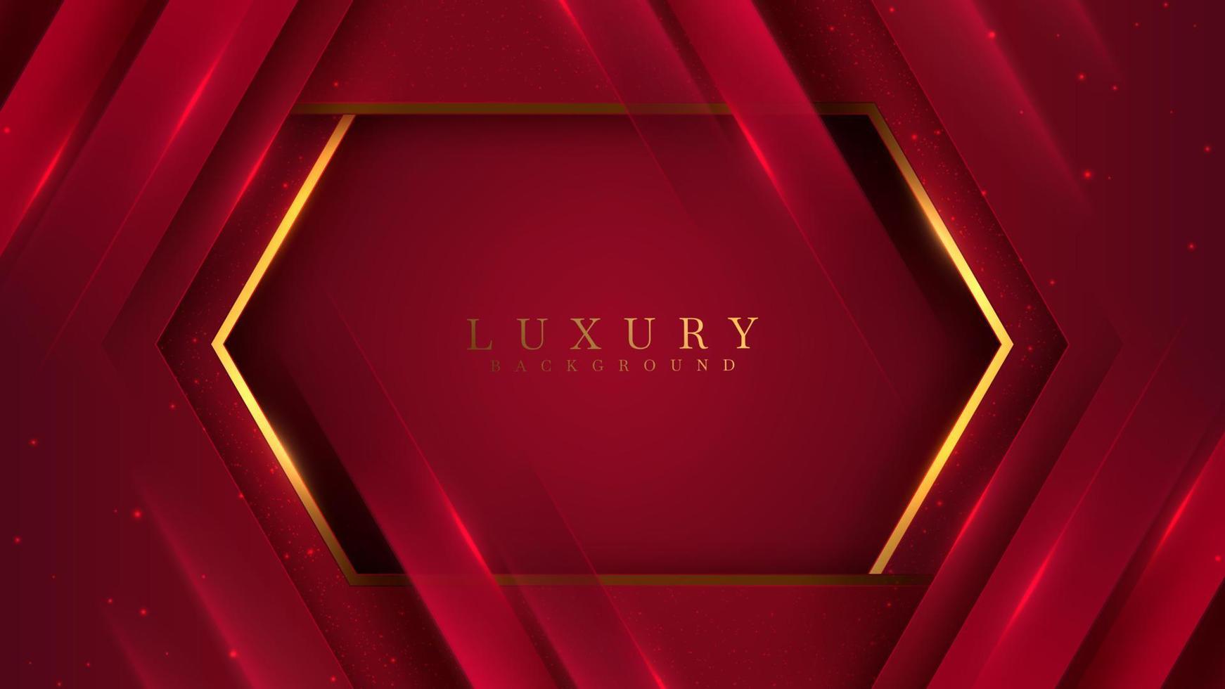 rode abstracte luxe achtergrond met gouden lijnelement en glitter lichteffect decoratie. vector