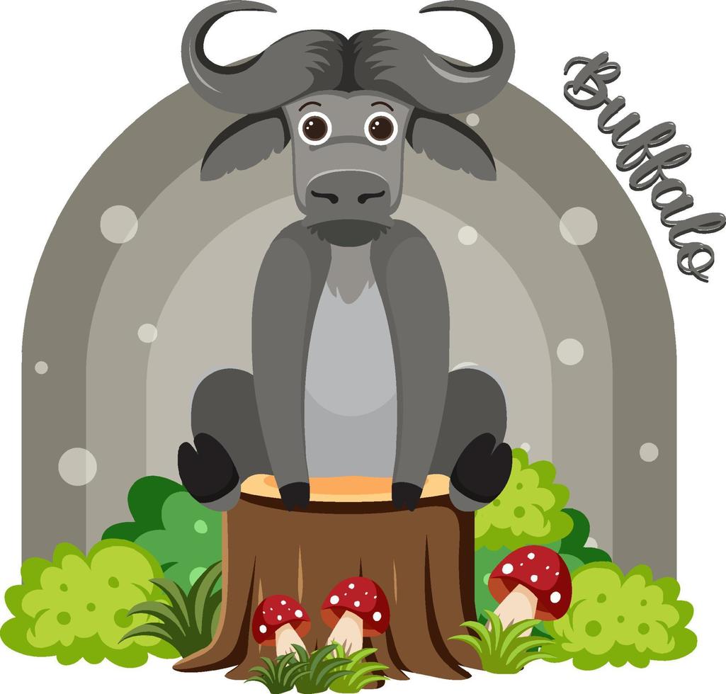 schattige buffel in cartoon vlakke stijl vector