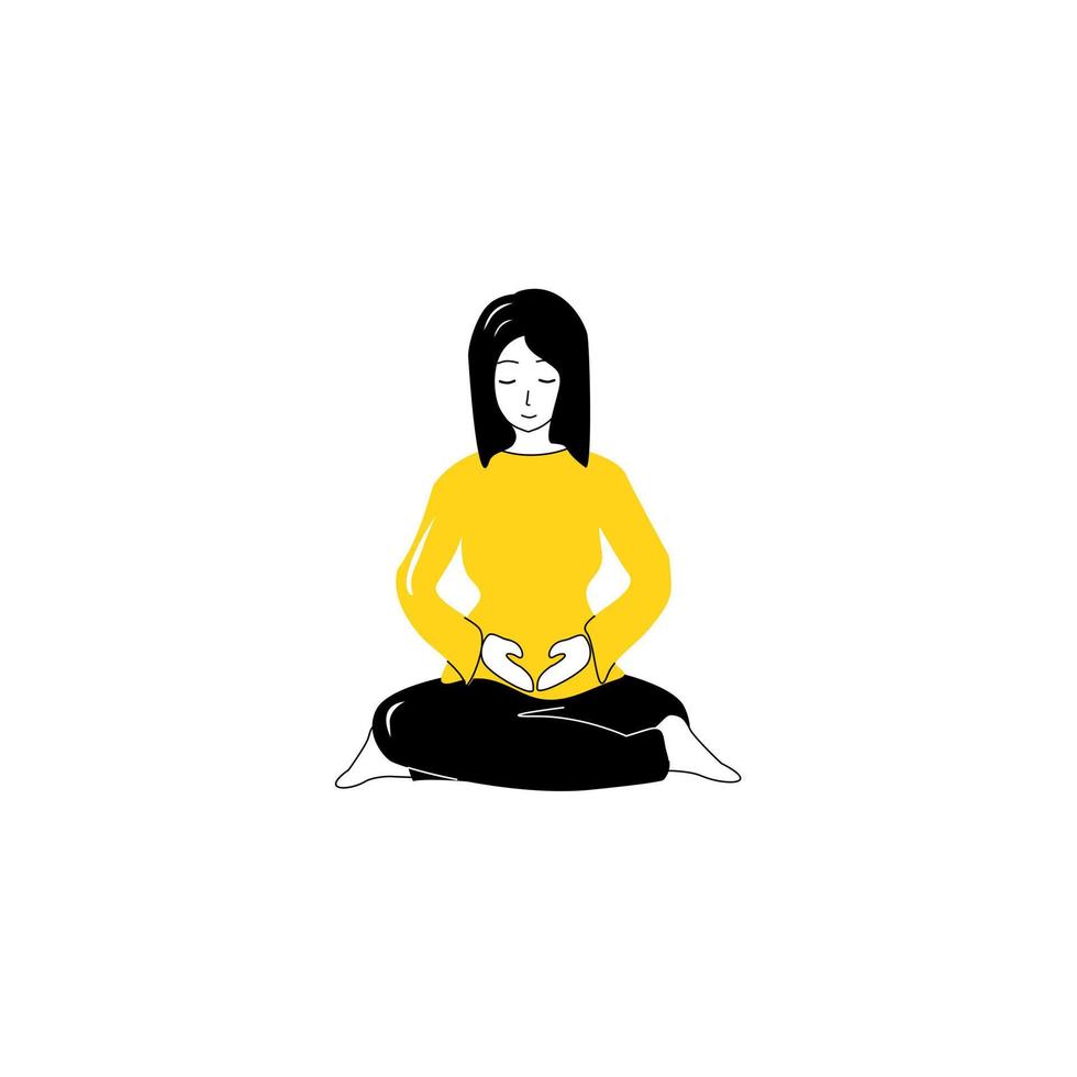 vectorillustratie die yoga doet, plat ontwerp in illustratiestijl vector