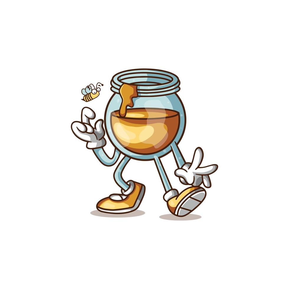 illustratie logo honing glazen kom karakter. vector