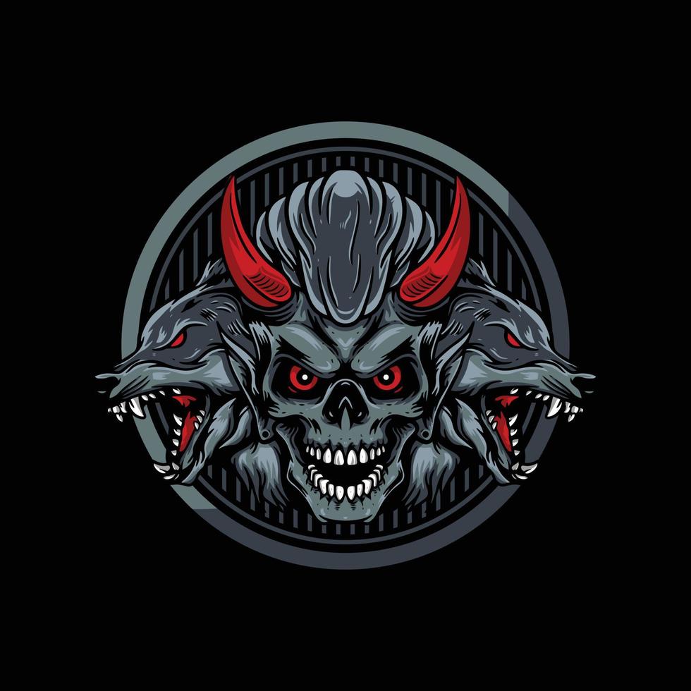 wolf duivel vector karakter logo.
