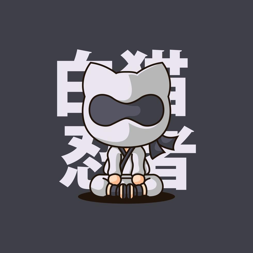 vector kat ninja robot karakter logo.